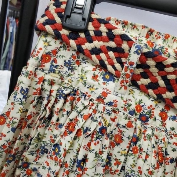 Spring Boho Ditsy Prairie Floral Lined Mini Skirt with Pockets - Picture 2 of 8